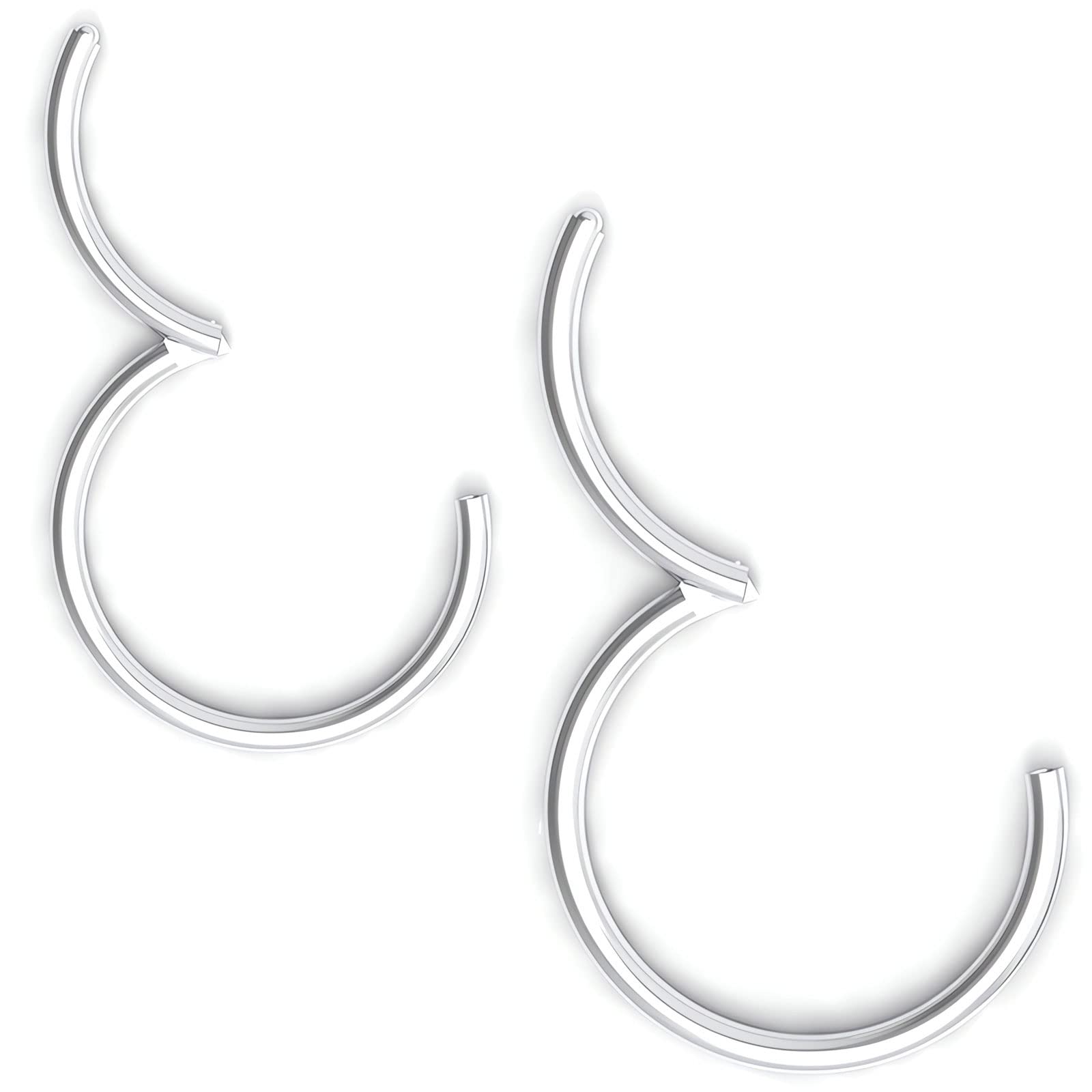 NewkeepsR 2PCS-0.8mm(20g) 316L Surgical Steel Hinged Clicker Segment Seamless Rings, Lobe Cartilage Tragus Earring Nose Hoop-6/8
