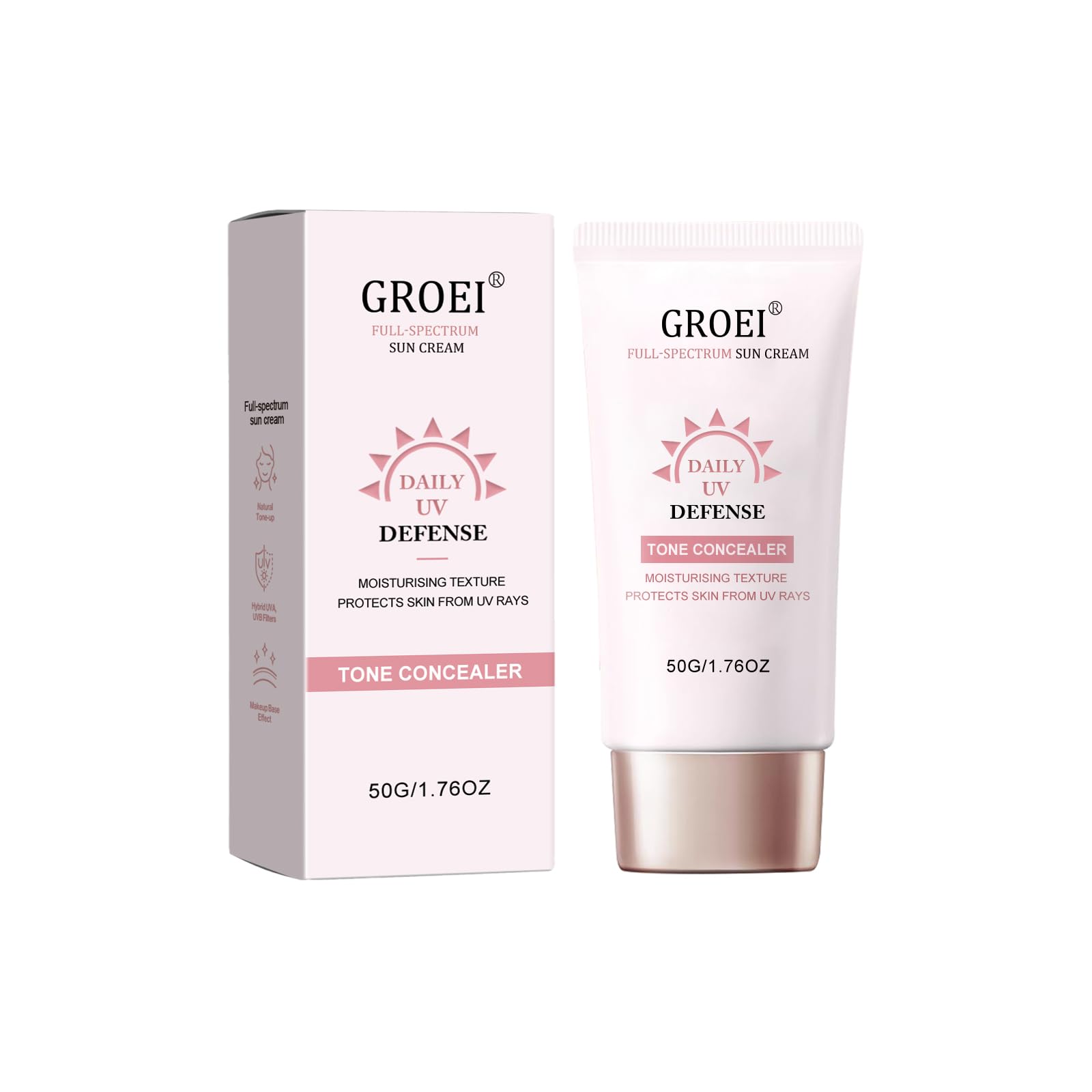 Pink Tone-Up Sunscreen SPF 50+ PA++++ | Lightweight, Tinted & Moisturizing for a Smooth Base | 50ml