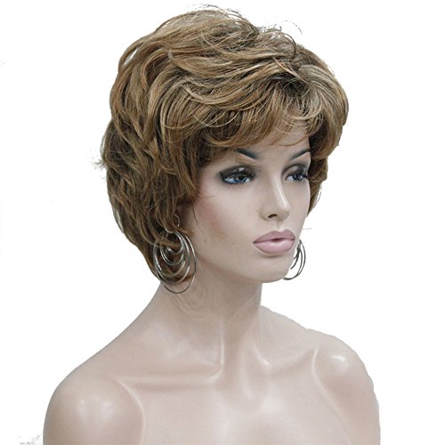 Lydell Short Layered Mix Color Brown Wig Fluffy Synthetic Wig Wigs