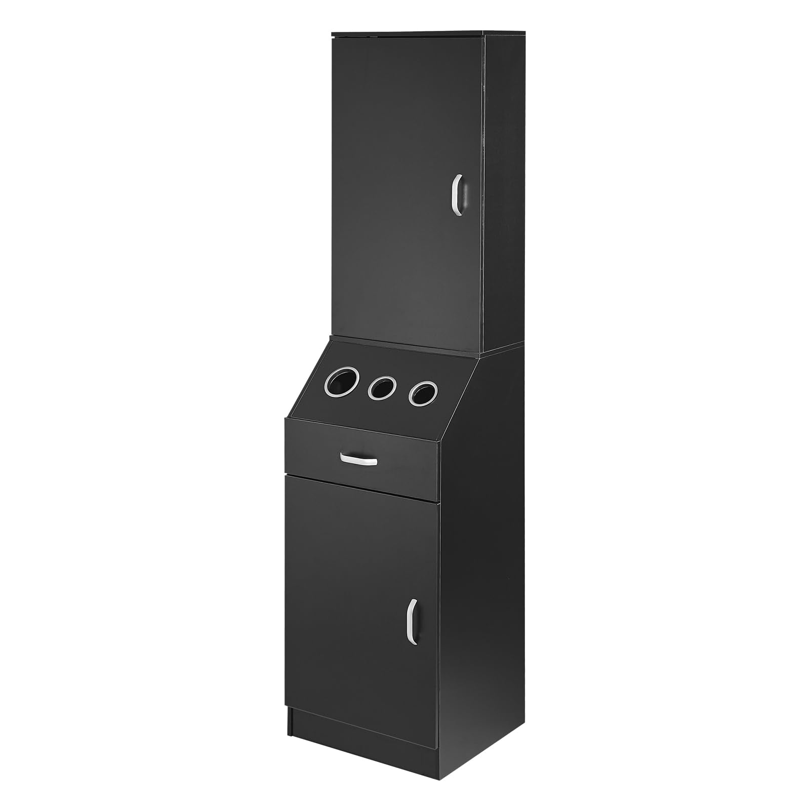VEVOR Salon Storage Cabinet, Barber Salon Station for Hair Stylist, Hair Stylist Station Set, with 3 Hair Dryer Holders, Cabinet