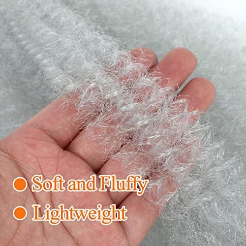 Springy Afro Twist Hair 20 Inch 3 Packs Pre Fluffed Marley Twist Braiding Hair For Black Women (20 Inch Grey)