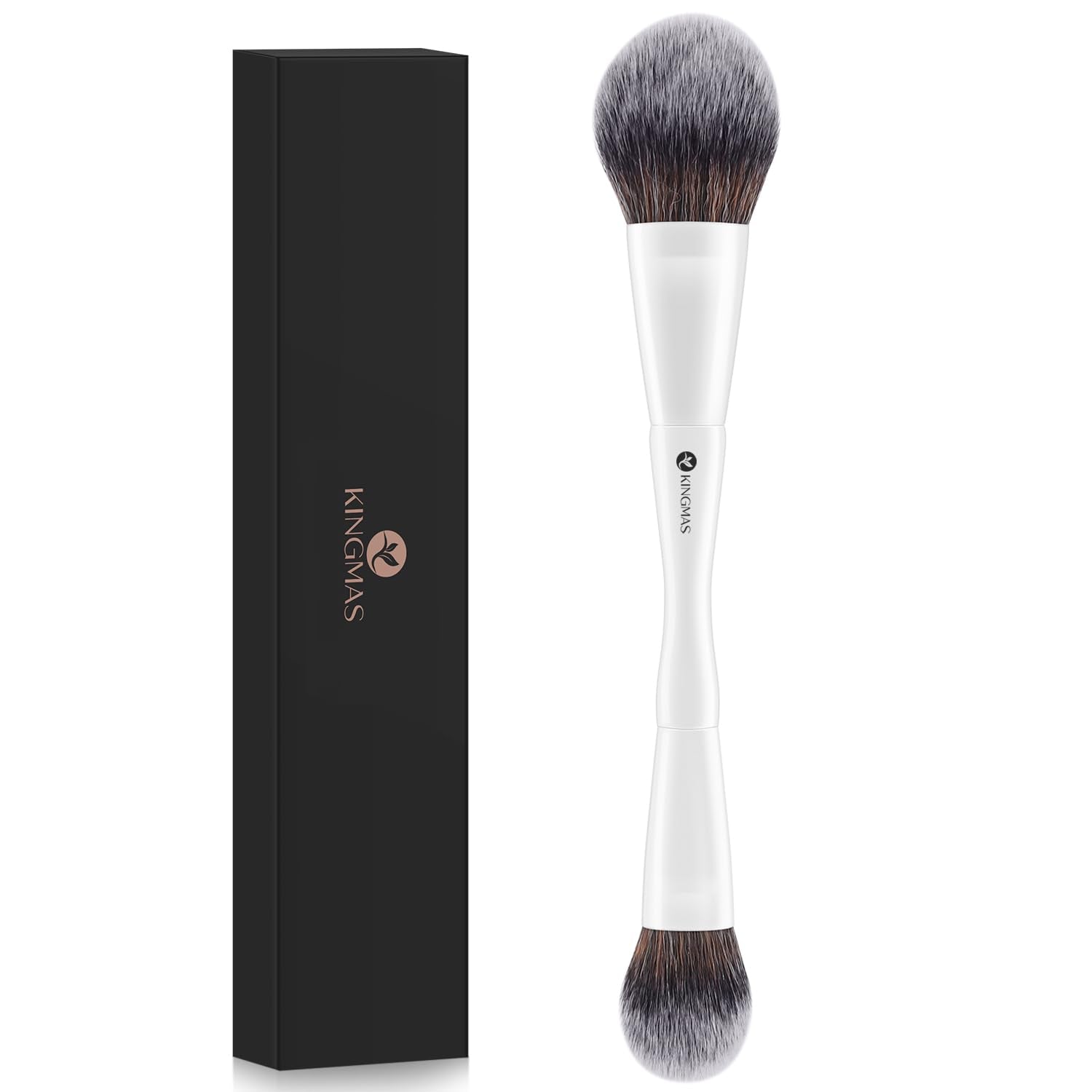 KINGMAS Round Foundation Brush, Double-ended Kabuki Makeup Brush, Large Foundation Brush and Medium Concealer Brush for Beauty L