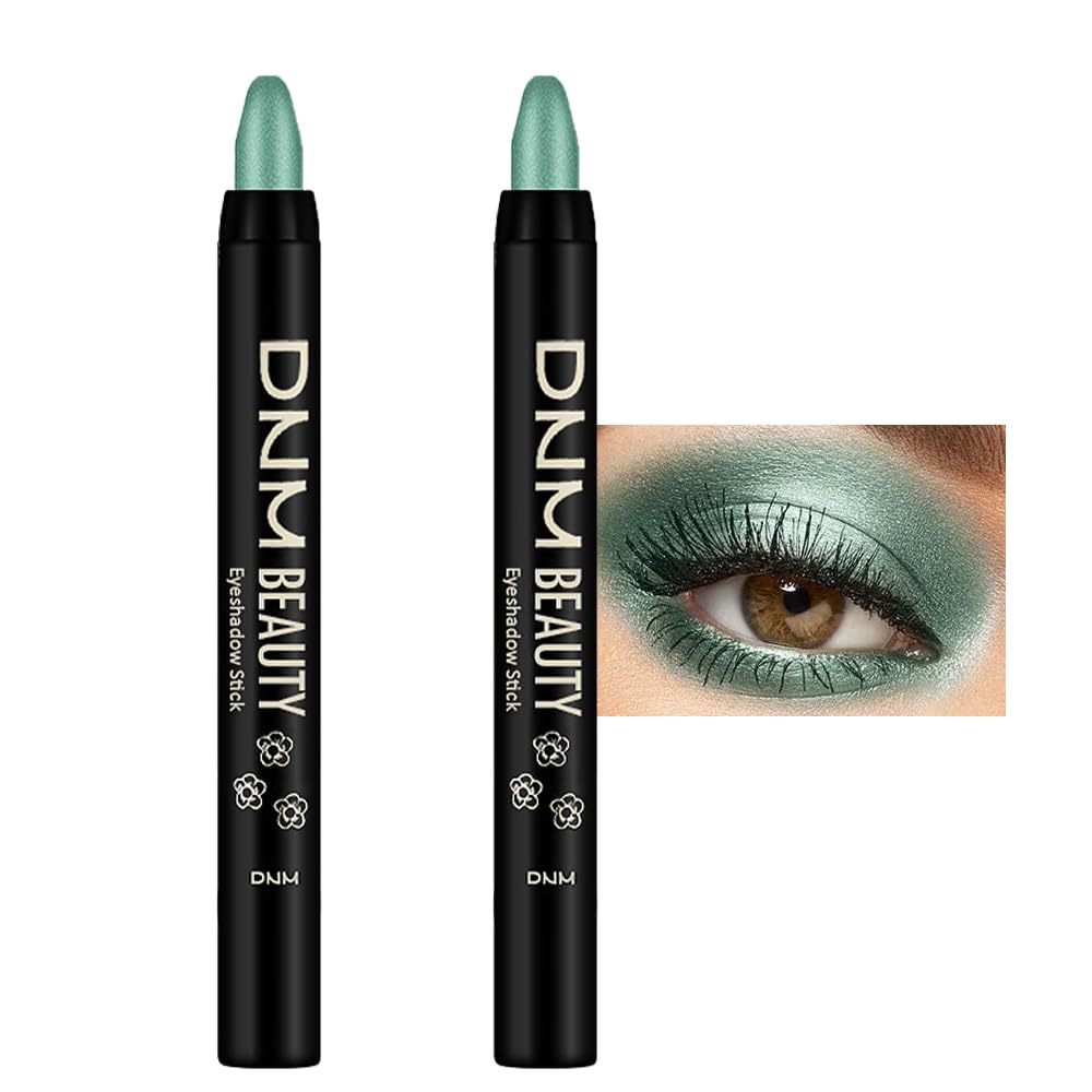 Kaely 2Pcs Cream Eyeshadow Sticks Set For Eyes Waterproof,Green Shimmer Eye Shadow Stick Pencil Pen Bulk Sombras En Crema Para O