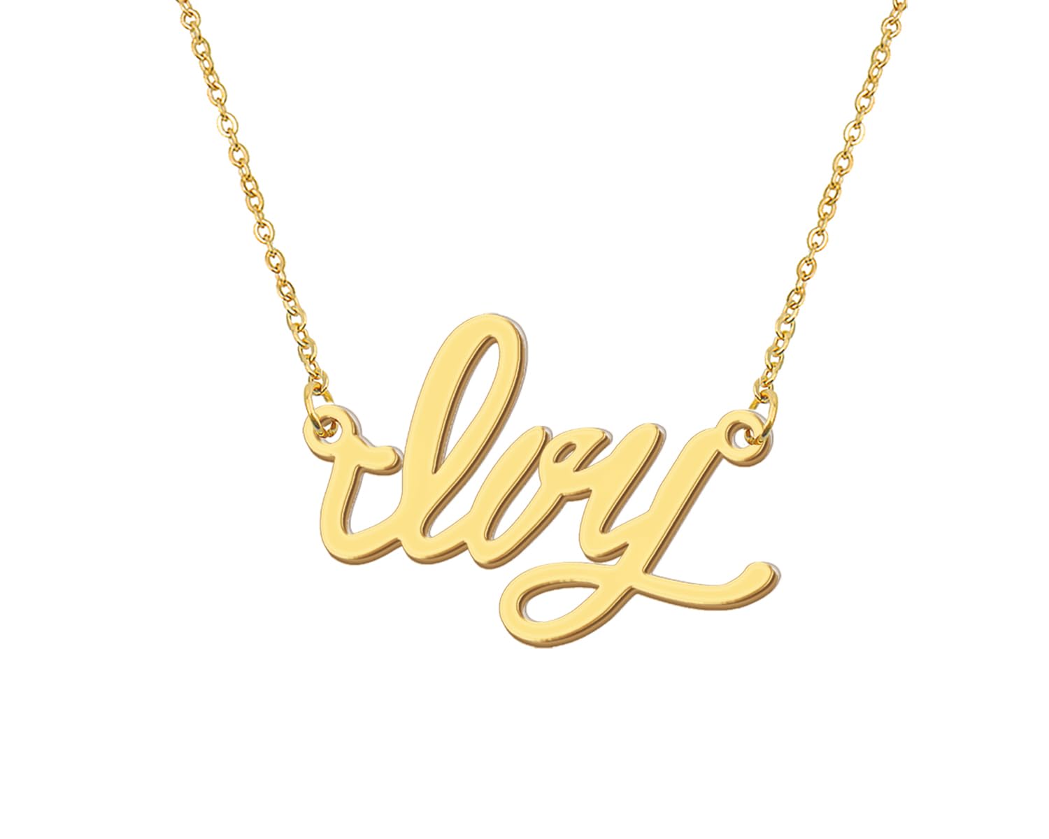 Aoloshow 18k Gold Plated Ivy Name Charm Necklace Womens Nameplate Necklaces Stainless Steel Jewelry for Birthday