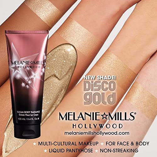 Melanie Mills Hollywood Gleam Body Radiance All In One Makeup, Moisturizer & Glow For Face & Body - Disco Gold, 3.4 fl.oz.