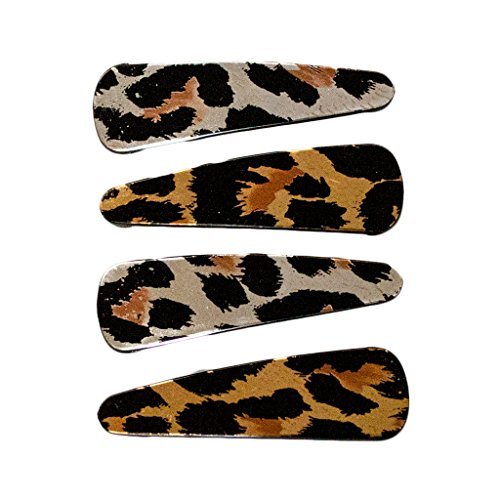 Mia Snip Snaps Metal Contour Hair Clips Barrettes With Cover, Hair Accessories For Women, Teens, Girls - Metallic Leopard Print