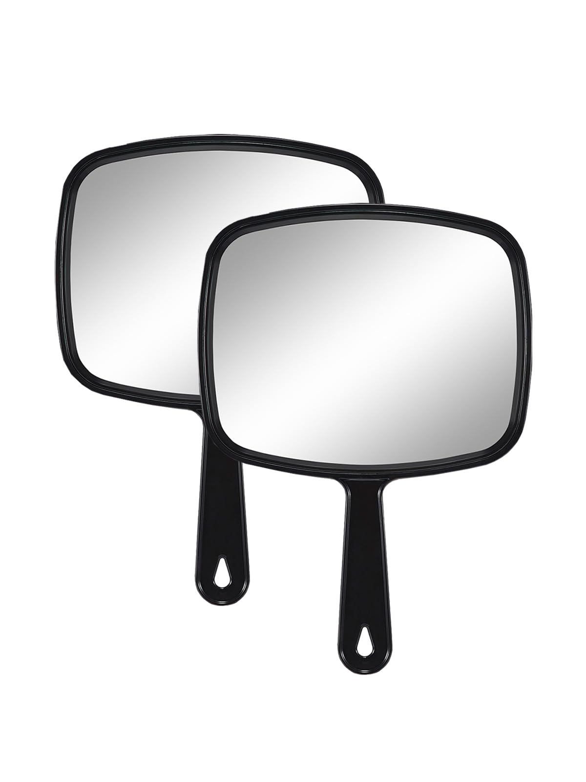 Gladmart Hand Mirror Salon Barber Hairdressing Handheld Mirror with Handle(Square,Black,7.4 x 10.3 inches,Pack of 2), Black&blac