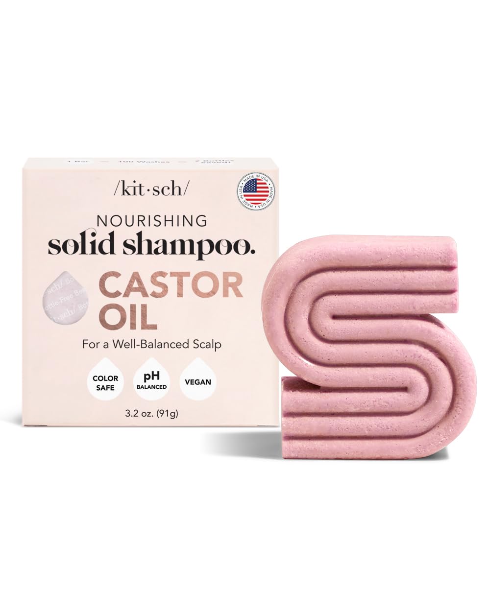 Kitsch Castor Oil Shampoo Bars For Hair Growth  Made In Usa  Holiday Gift  Hydrating & Moisturizing Bar Shampoo For Dull & Dry H