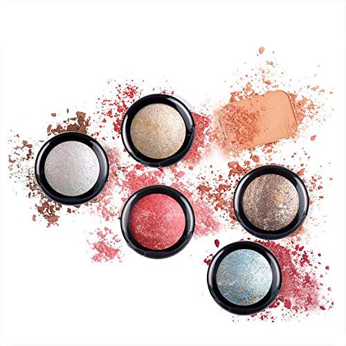 Mallofusa Single Color Baked Eye Shadow Palette Glitter Powder In Shimmer 15 Metallic Colors Optional (Ice Blue)