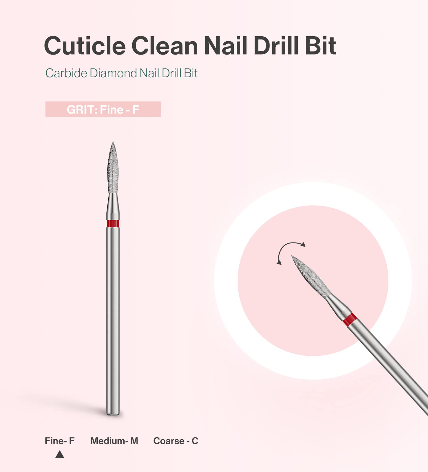 Melodysusie 2Mm Flame Shape Cuticle Clean Nail Drill Bit 3/32'', Professional Safety Carbide Diamond Under Nail Cleaner For Cuti