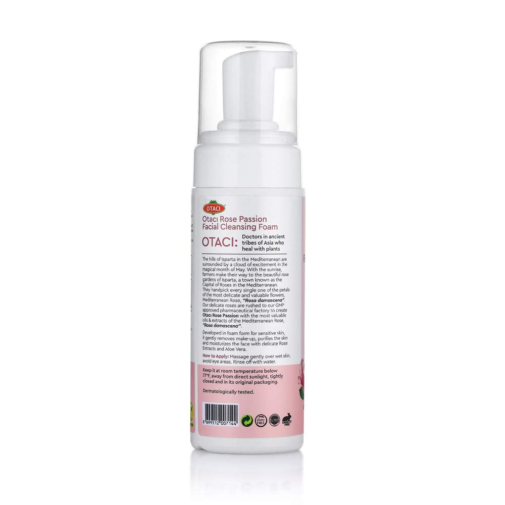 Otaci Rose Passion Facial Cleansing Foam, Face Cleanser Wash Foam Skin Facial Water Rose Foaming Natural