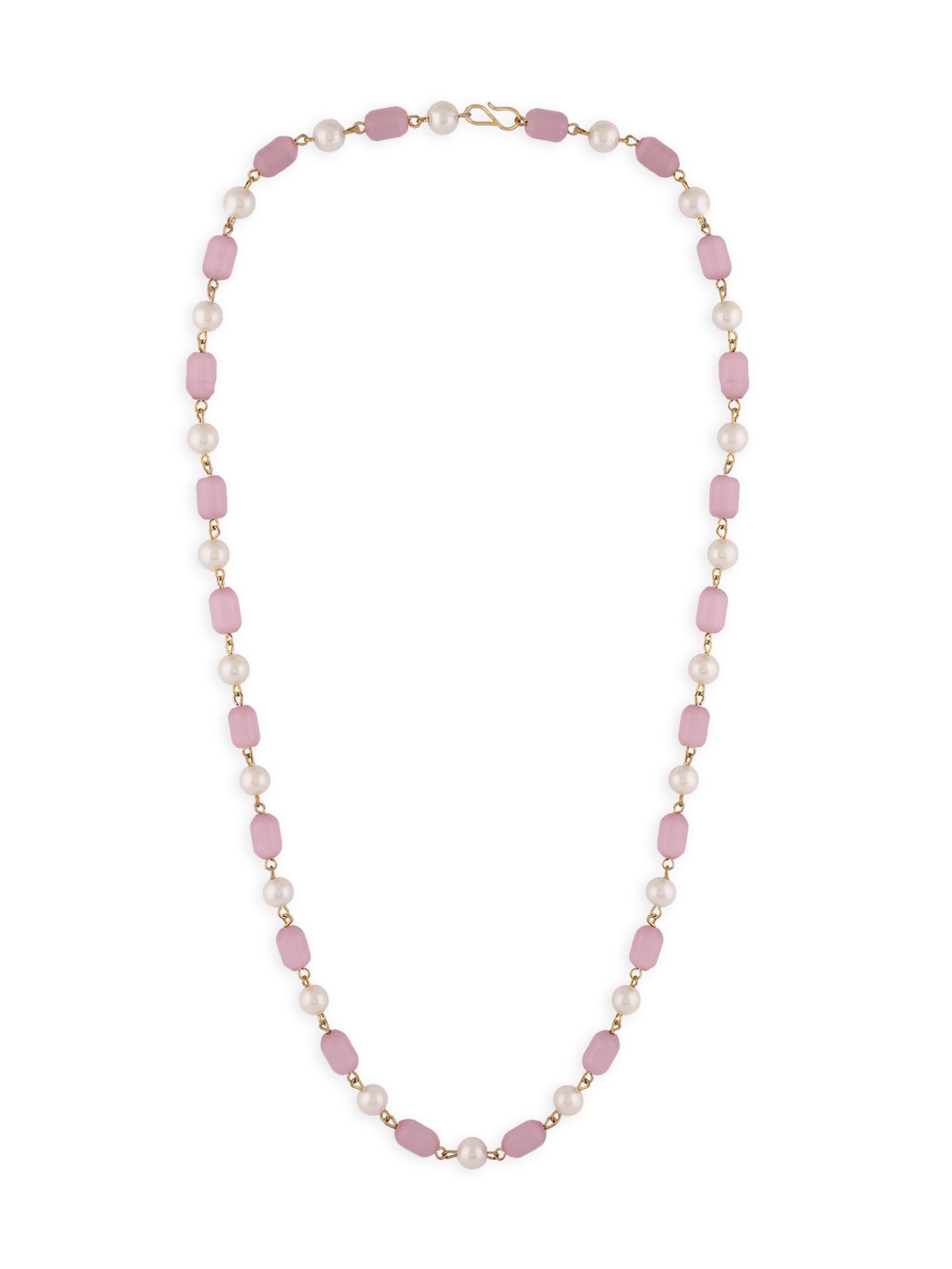 Zaveri Pearls Pink Cateye Pearls Beaded Embellished Indo Western Necklace For WomenZpfk16716