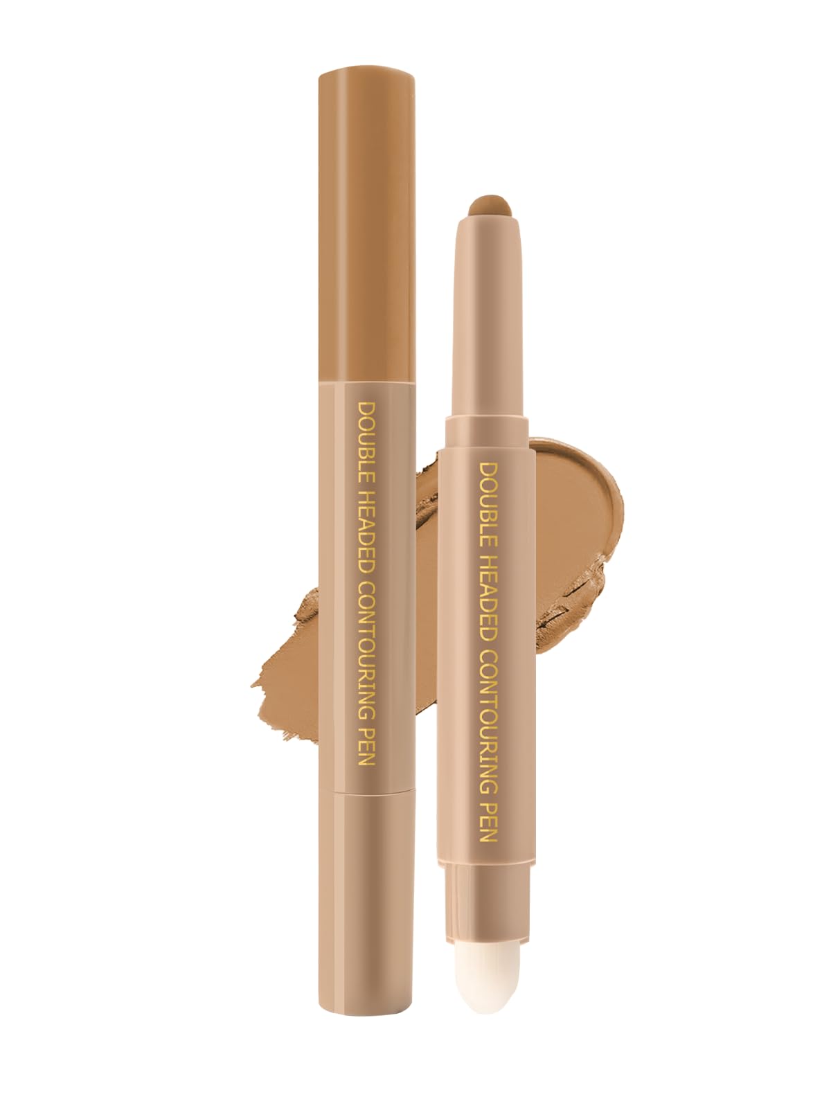 Cream Contour Bronzer Stick, Brown Face Contouring Pen with Brush, Long Lasting Waterproof Smooth Matte Bronzer Stick Lightweigh