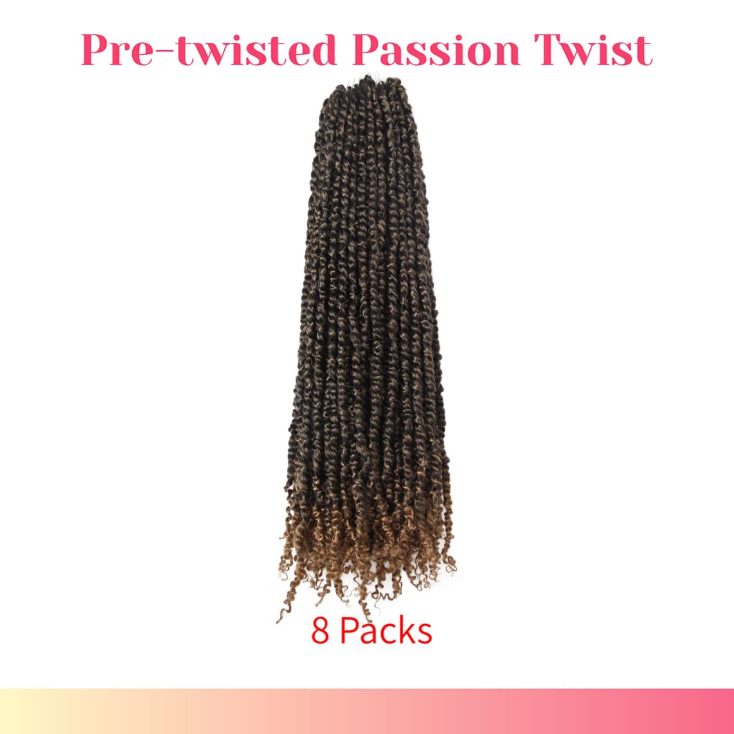 The BOHOBABE Pre-twisted Passion Twist Crochet Hair 18 Inch Long Pre-looped Crochet Passion Twist Braiding Hair 8 Packs Soft Boh