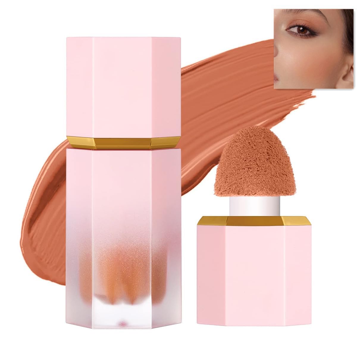 Cheek Gel Cream Liquid Blush Makeup, Soft Lightweight Breathable Feel, Long-Wearing, Smudge Proof, Natural-Looking, Skin Tint Bl