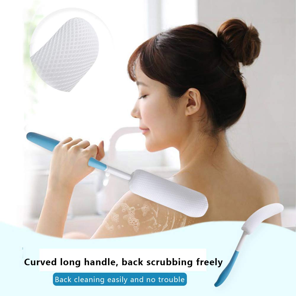 Magideal Vinyl Quote Me Long Anti-Slip Curve Handled Bath Body Brush, Easy Reach For Seniors, Suitable For Elderly/Pregnant Aid