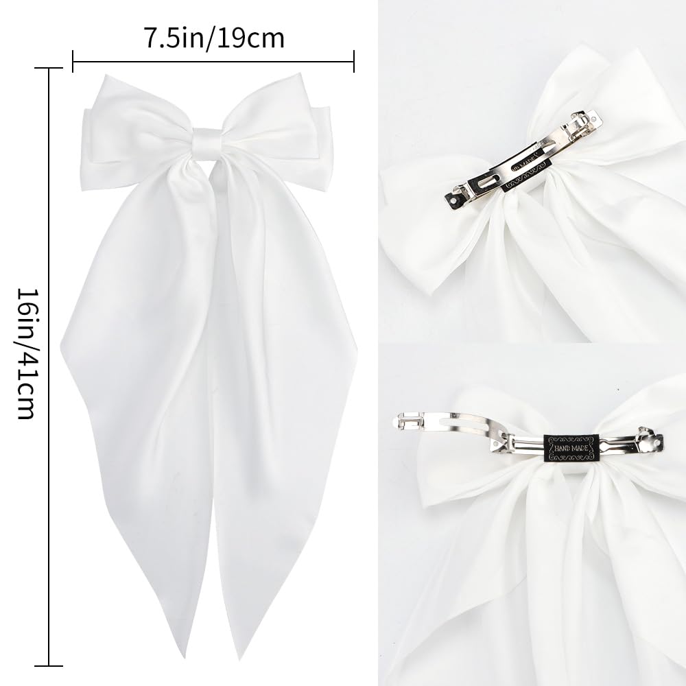 Atoden 4 Pcs Silky Satin Hair Bows For Women Girls Hair Clips Hair Barrettes Alligator Metal Clips Big Bowknot Cute Hair Accesso