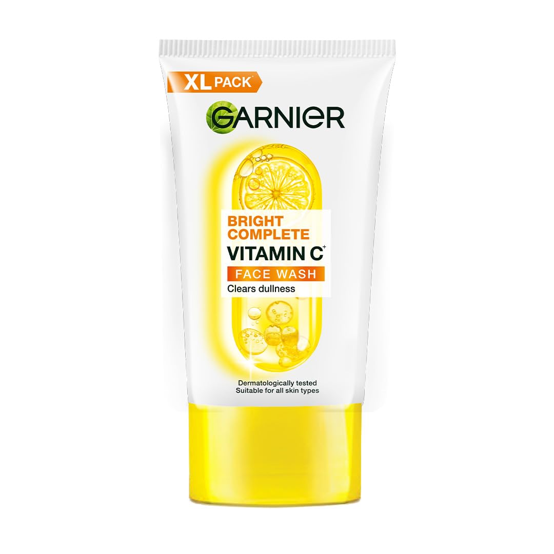 Garnier Bright Complete Vitamin C Face Wash - Vitamin C Face Wash For Brightening & Glowing Skin | Daily Cleanser Suitable For A