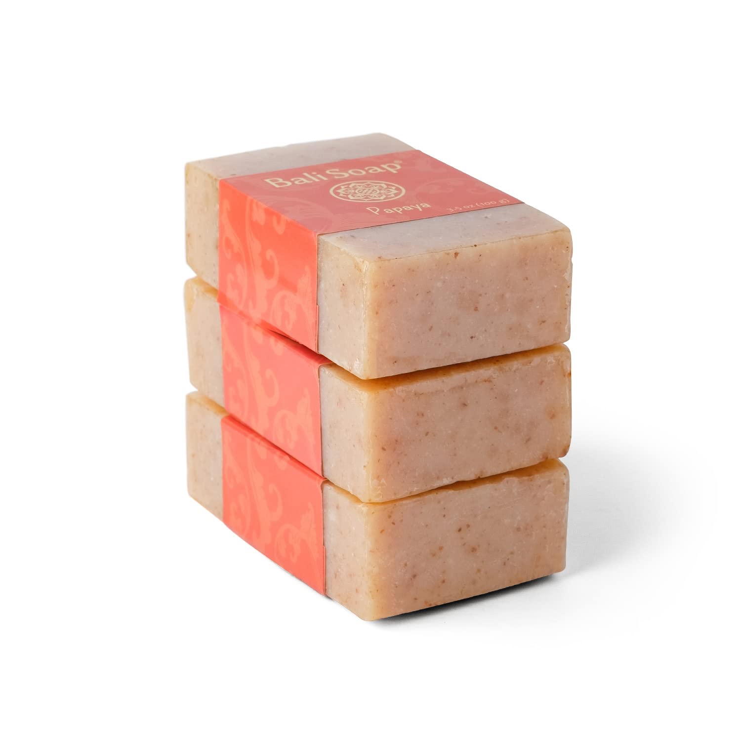 Bali Soap - Papaya Natural Soap - Bar Soap For Men & Women - Bath, Body And Face Soap - Vegan, Handmade, Exfoliating Soap - 3 Pa