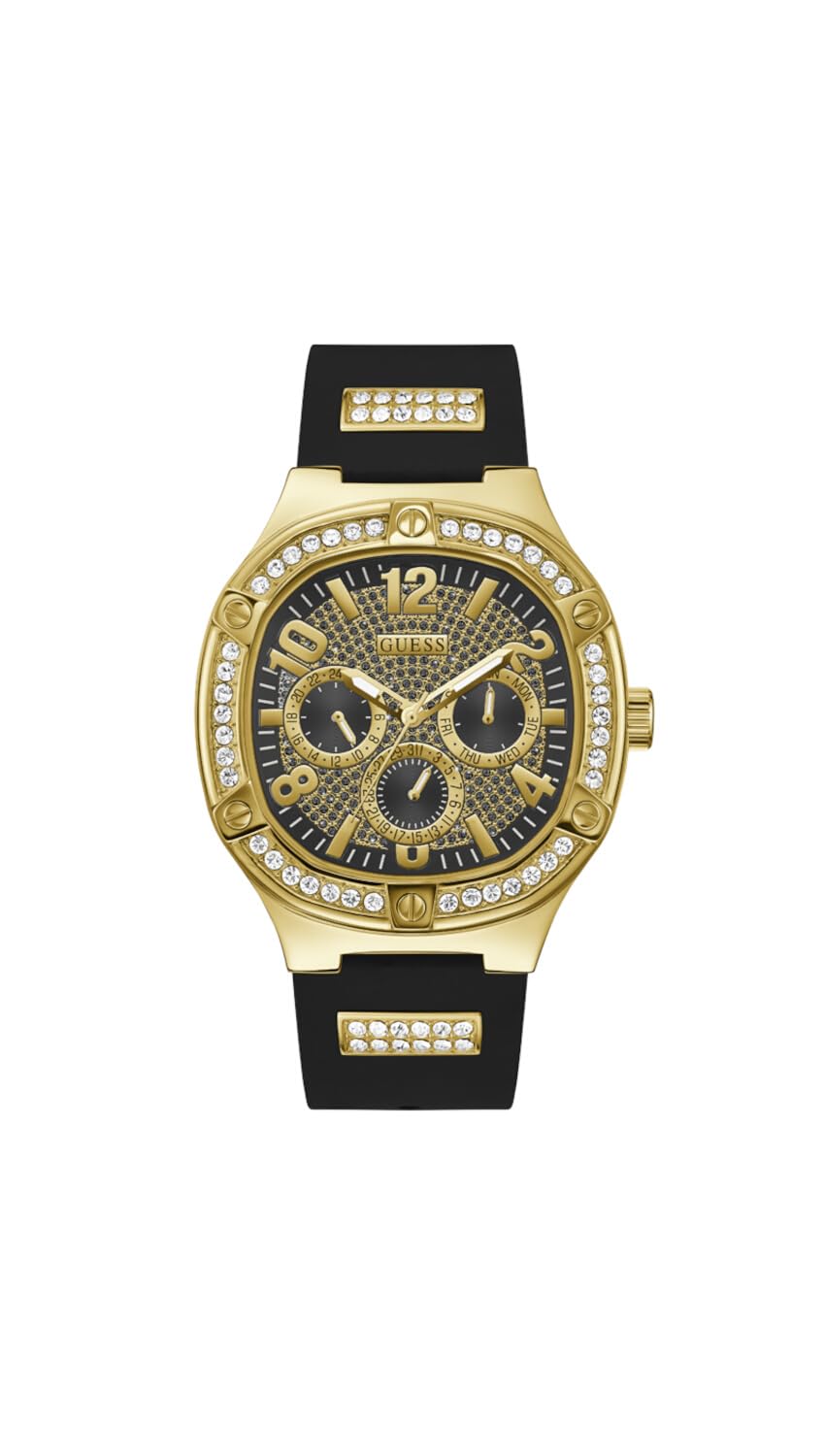 Guess Men Black Square Stainless Steel Dial Analog Watch Gw0641G2