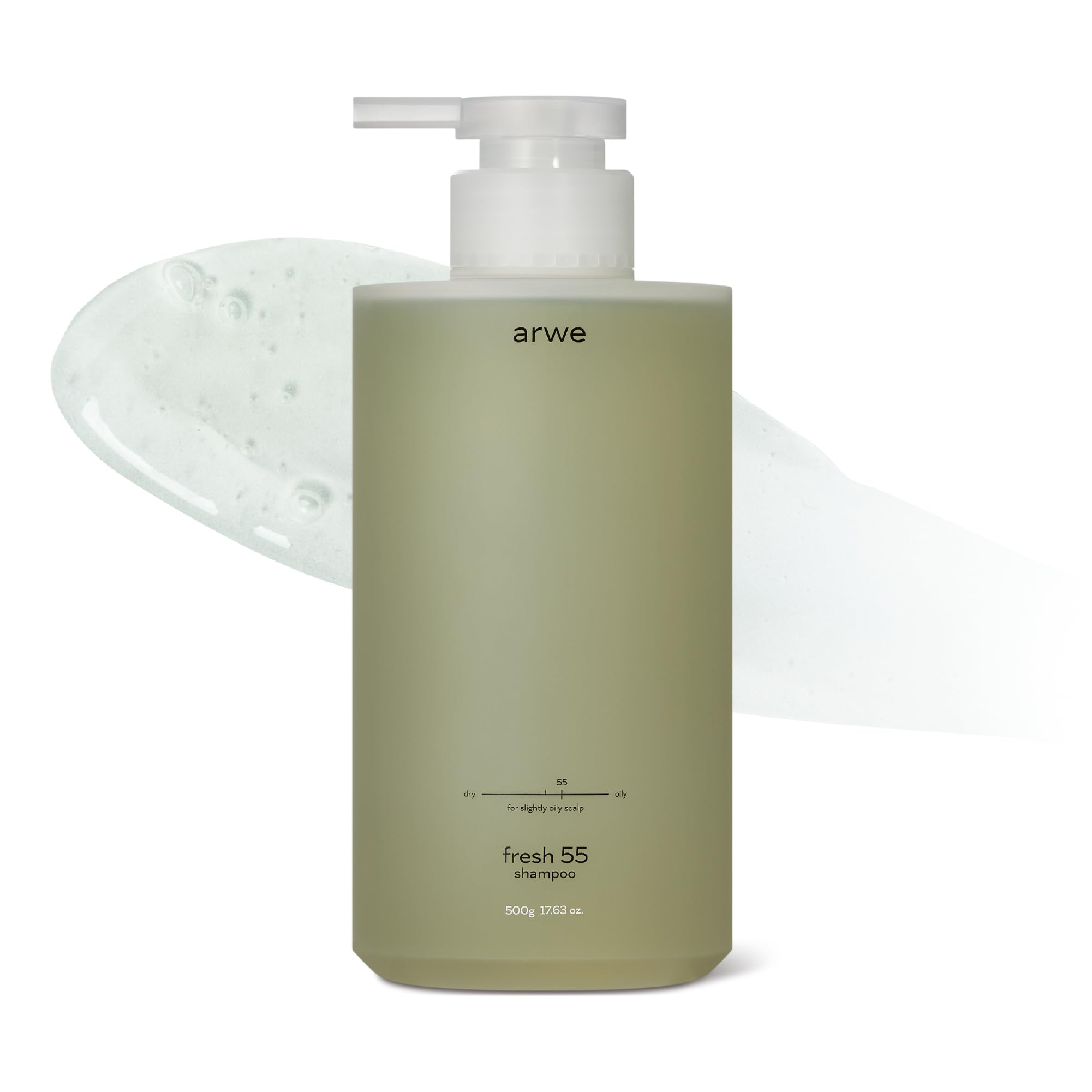 arwe Fresh 55 Oily Shampoo, 16.9 fl oz (500 ml), Weakly Oily Type, Naturally Derived, Weakly Acid, Dandruff, Hair Care, Deep Cle
