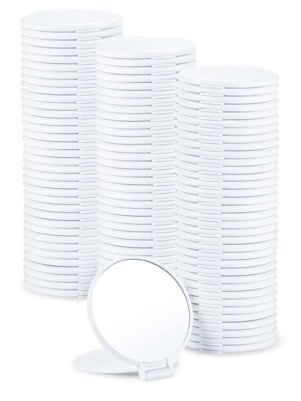 Qislee Compact Mirror Bulk, Round Makeup Mirror for Purse, Set of 96 (White)