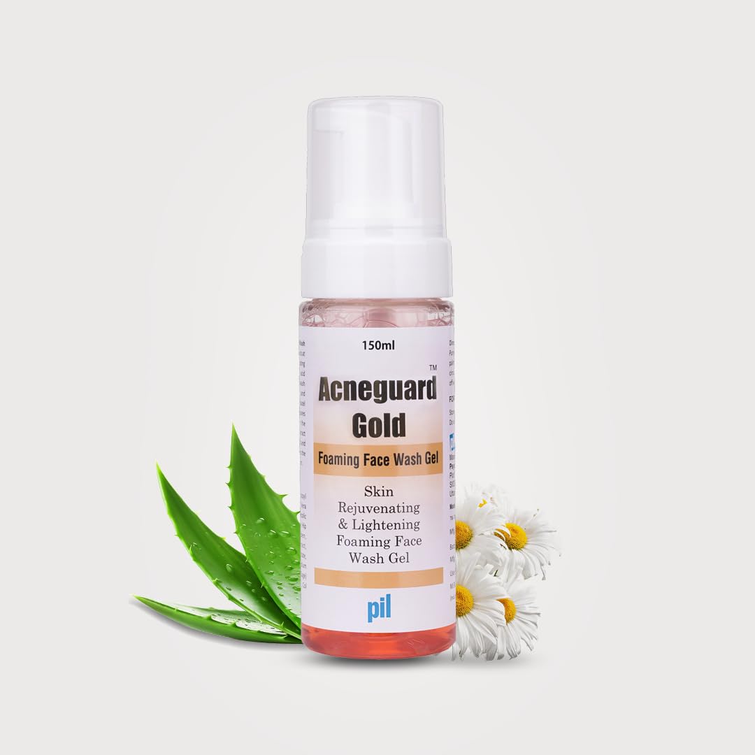 Pil Acneguard Gold Foaming Face Wash Gel 150 Ml |Deep Cleansing Face Wash With Salicylic Acid, Avocado Oil & Sage Extract | Clea