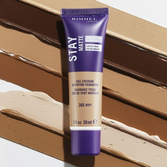 Rimmel London Stay Matte Liquid Mousse - 305 Buff - Foundation, Lightweight, Shine Control, Oil-Free, 1Oz