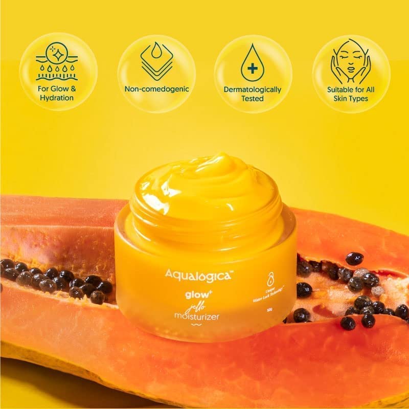 Aqualogica Glow+ Jello Moisturiser With Vitamin C & Papaya For Illuminating Moisturization, Non Sticky & Skin Hydration For Men