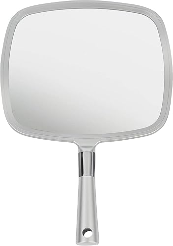 MIRRORVANA Large Hand Mirror with Comfy Handle for Men & Women - Professional Handheld Haircut Mirrors for Barber and Salon - 9