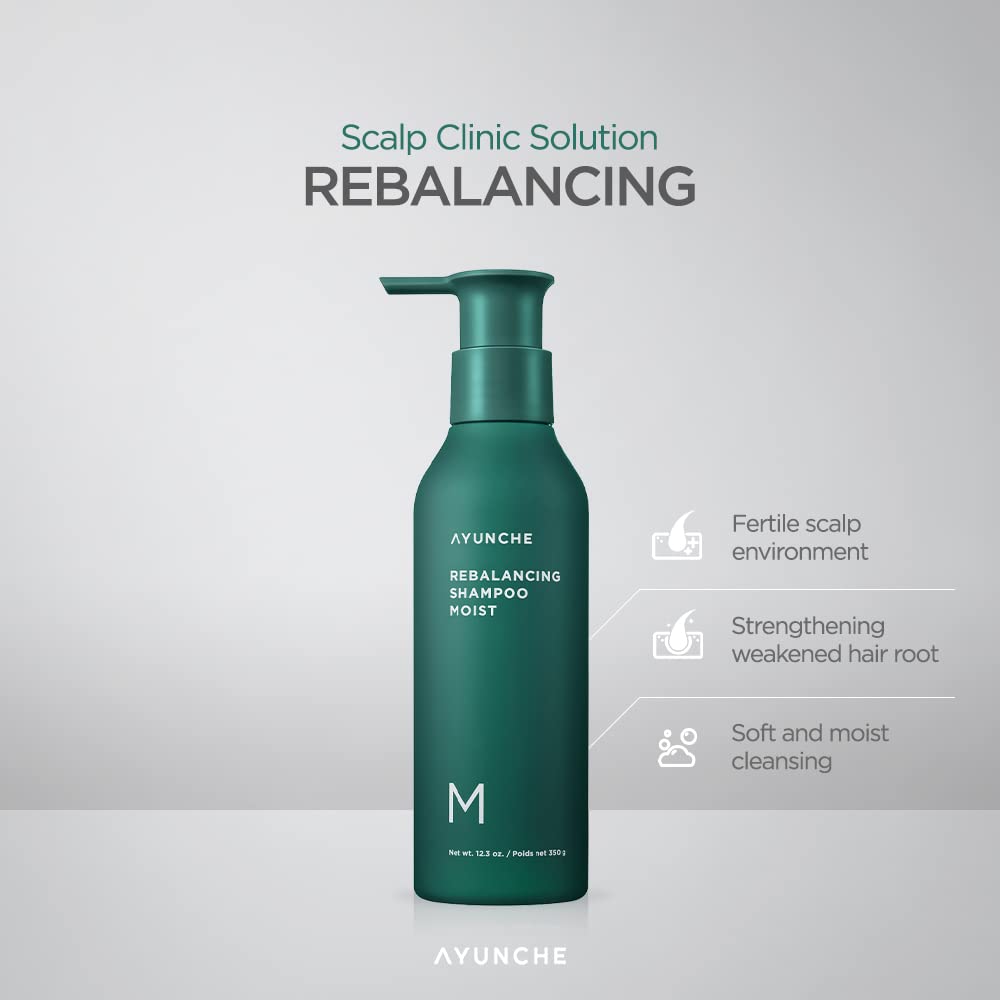 Ayunche Rebalancing Shampoo Moist 11.8Oz [For Dry Scalp] | Soft & Moisturizing Cleansing Shampoo | Strengthen And Protect Weaken
