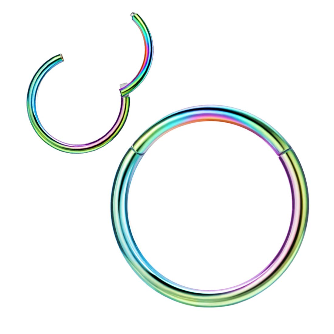JOFUKIN 10g Hoops 16mm 10 Gauge Hoop Nose Rings for Men Rainbow Nose Ring Hoop Surgical Steel Nose Hoop Hypoallergenic Body Pier