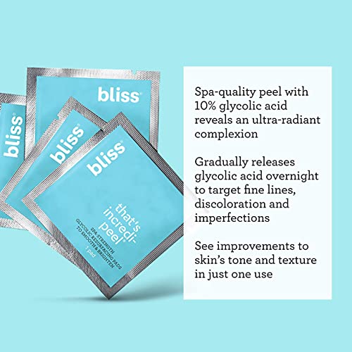 Bliss Thats Incredi-Peel glycolic Resurfacing Facial Pads - 15 ct - Single-Step Pads for Exfoliating and Brightening - Targets F
