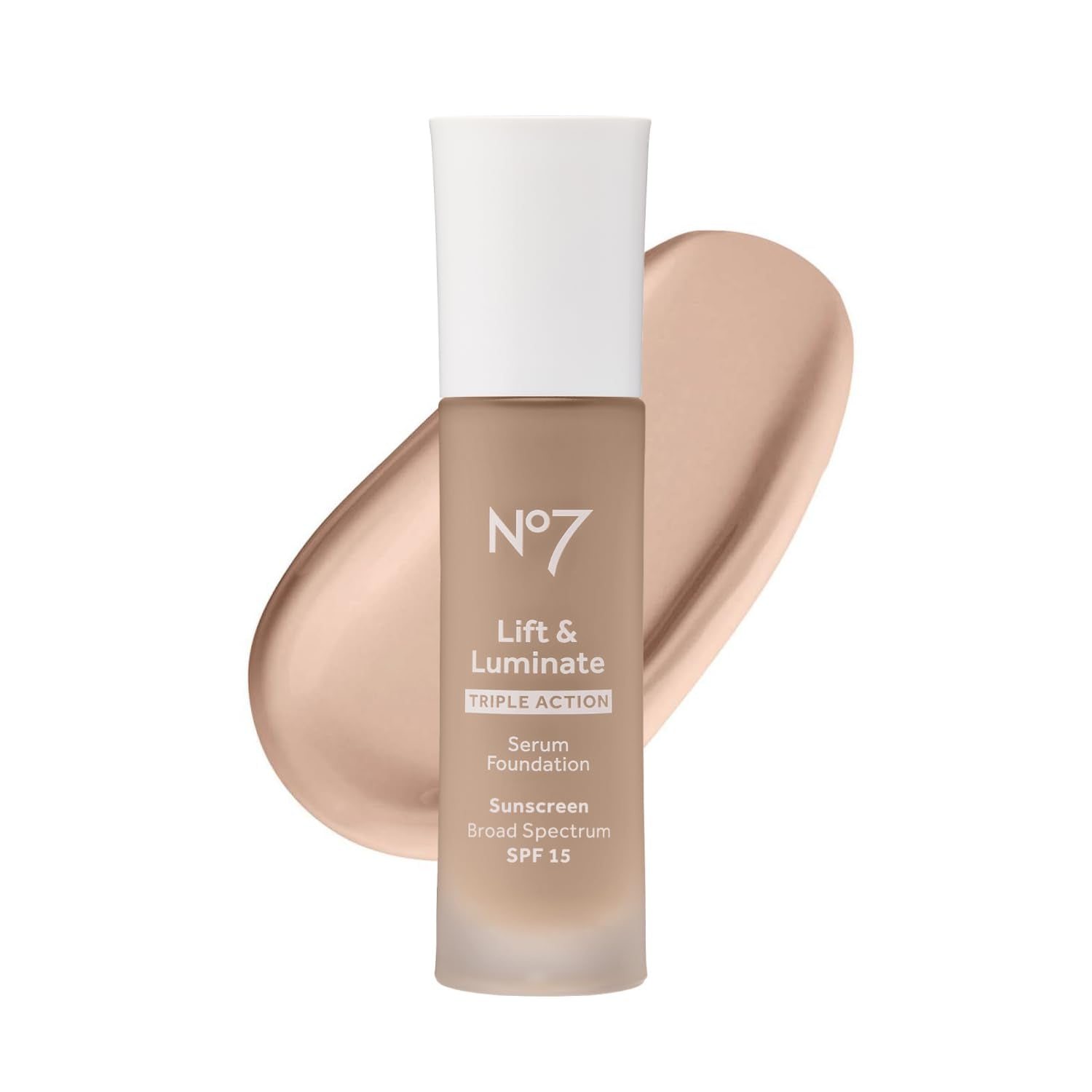 No7 Lift & Luminate Triple Action Serum Foundation - Porcelain - Liquid Foundation Makeup with SPF 15 for Dewy, Glowy Base - Rad