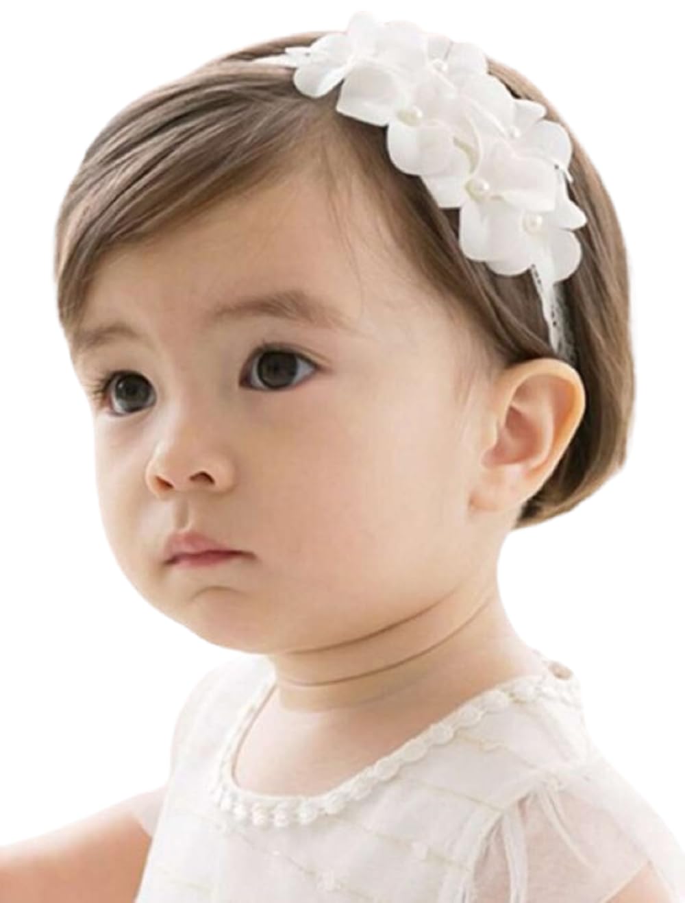 Ziory 1Pc Pearl Floral Headband For Girls  White (612 Months)