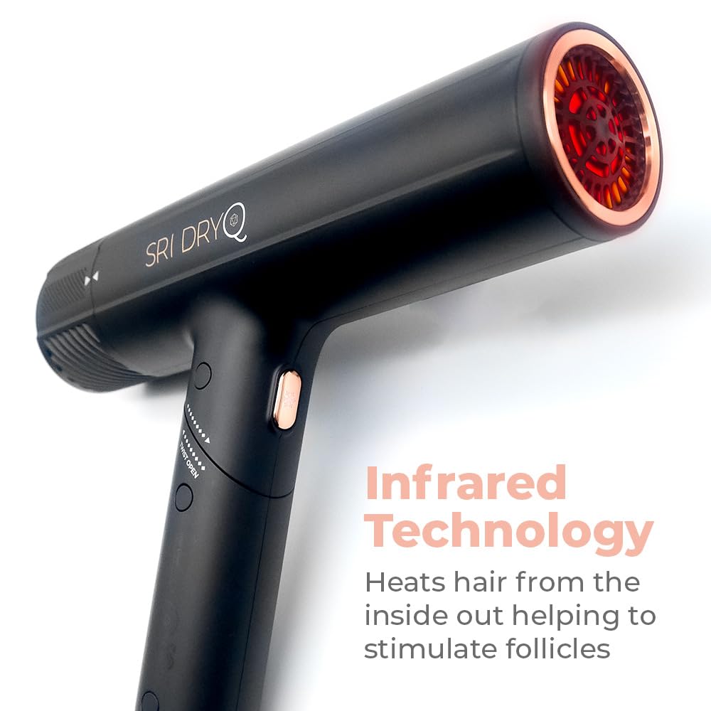 Skin Research Institute Dryq Smart    Hair Dryer - Super Lightweight, Foldable - Powerful, Quiet Motor - Infrared And Ionic Tech