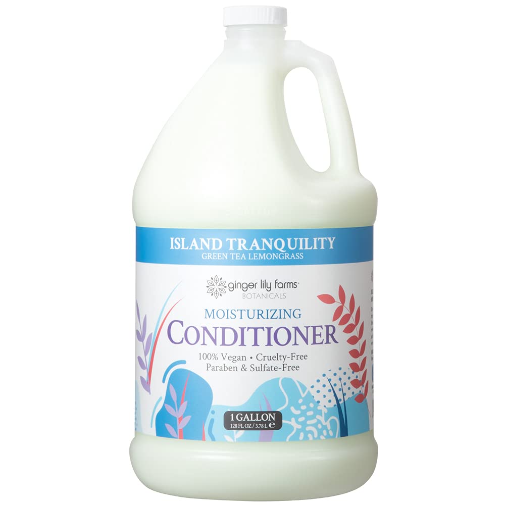 Ginger Lily Farms Botanicals Moisturizing Conditioner for Dry Hair, Island Tranquility, 100% Vegan & Cruelty-Free, Green Tea Lem