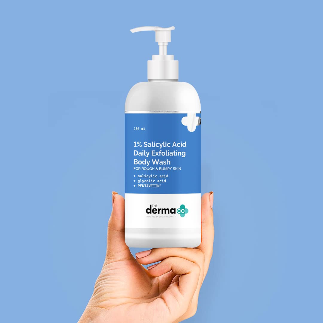 The Derma Co 1% Salicylic Acid Exfoliating Body Wash | Helps Smoothen Rough & Bumpy Skin | Deeply Cleanses & Exfoliates | Helps