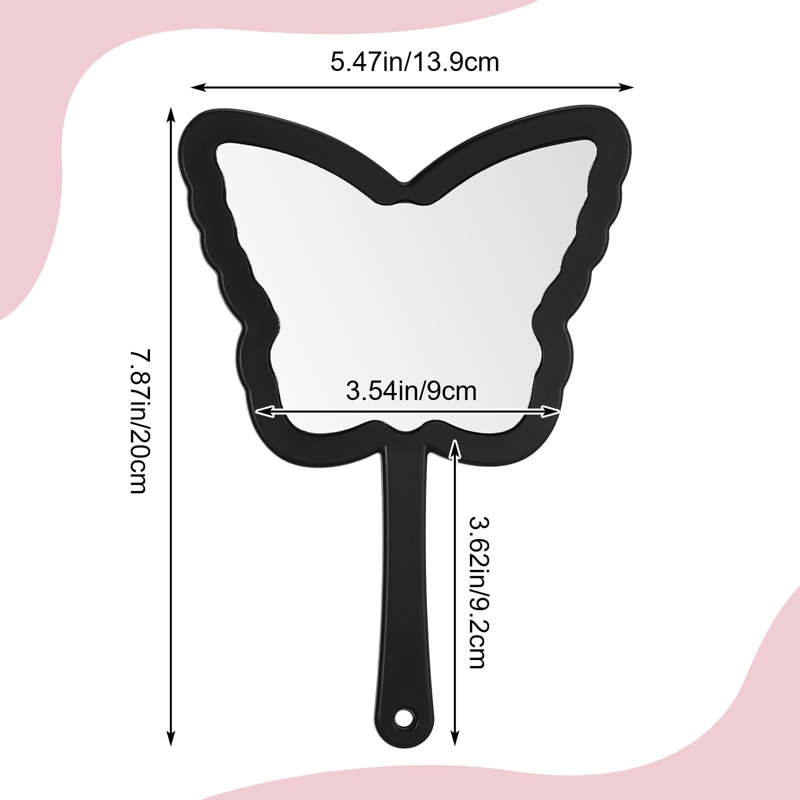 Gjinxi Butterfly-Shaped Handheld Mirrors, Cosmetic Hand Mirror With Handle Small Butterflies Mirrors Decorative Hand Held Mirror