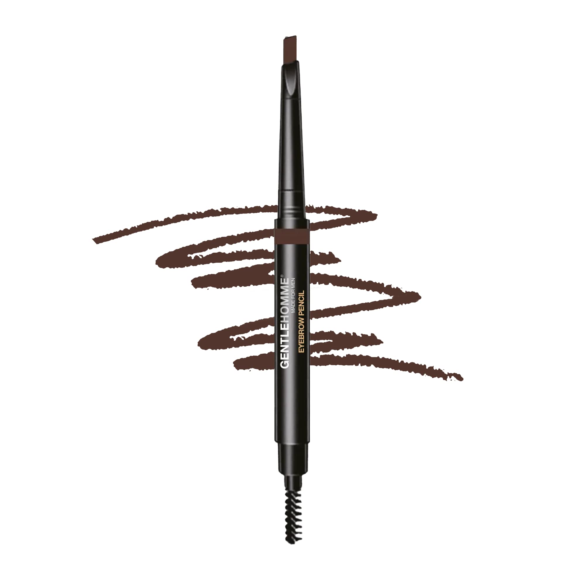 Gentlehomme Mens Eyebrow Pencil Dark Brown, Easily Shape Define Fill Eyebrows And Beard, 2 In 1 Brush And Ultra-Thin Pencil, Wat