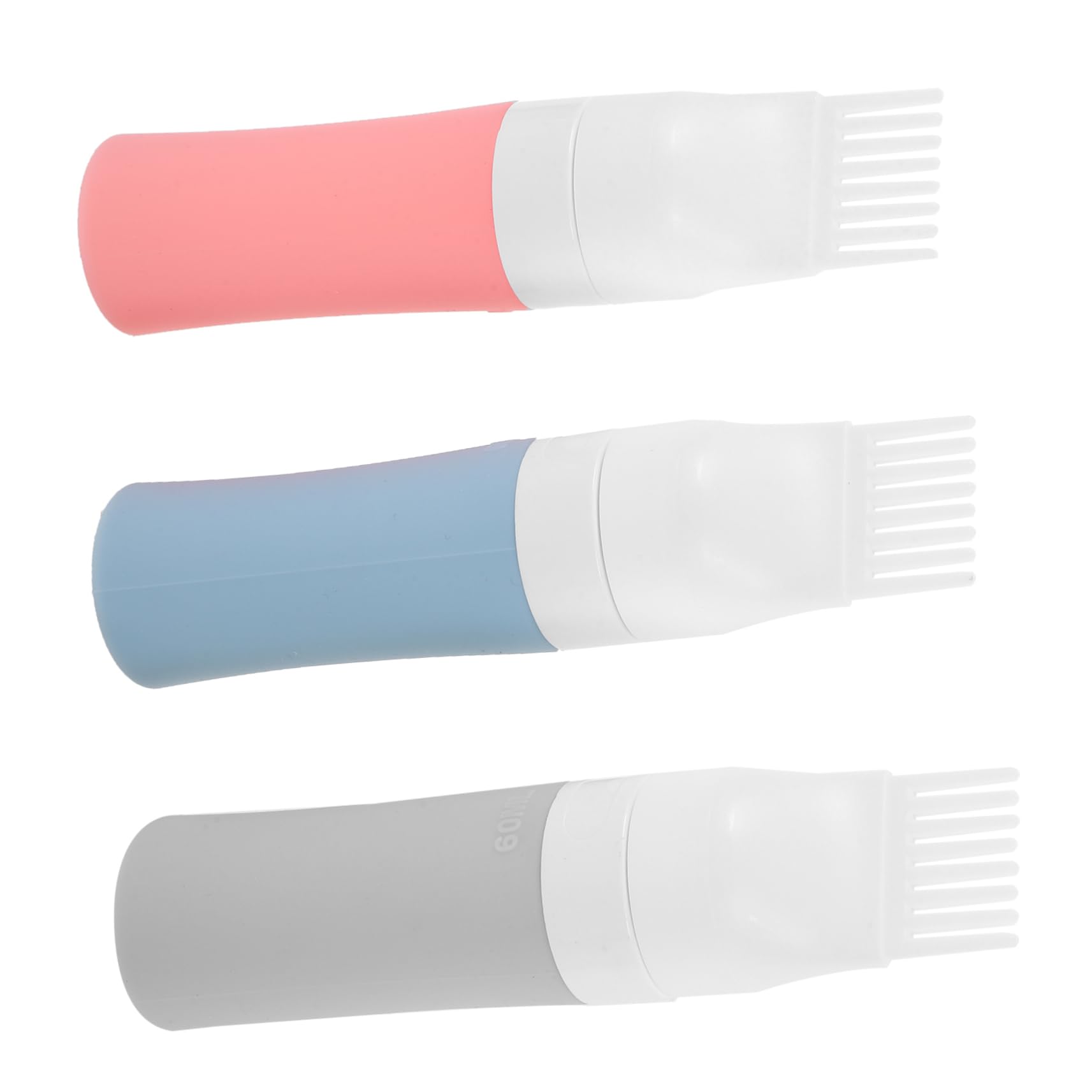 OSOLADY 3 Pcs Hair Dyeing Applicator Bottle with Comb 60ml Silicone PP