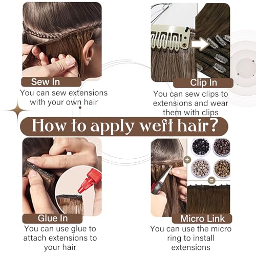 Hetto Sew in Hair Extensions Real Human Hair Jet Black Weft Hair Extensions Human Hair Black Hair Sew in Bundles Human Hair Blac