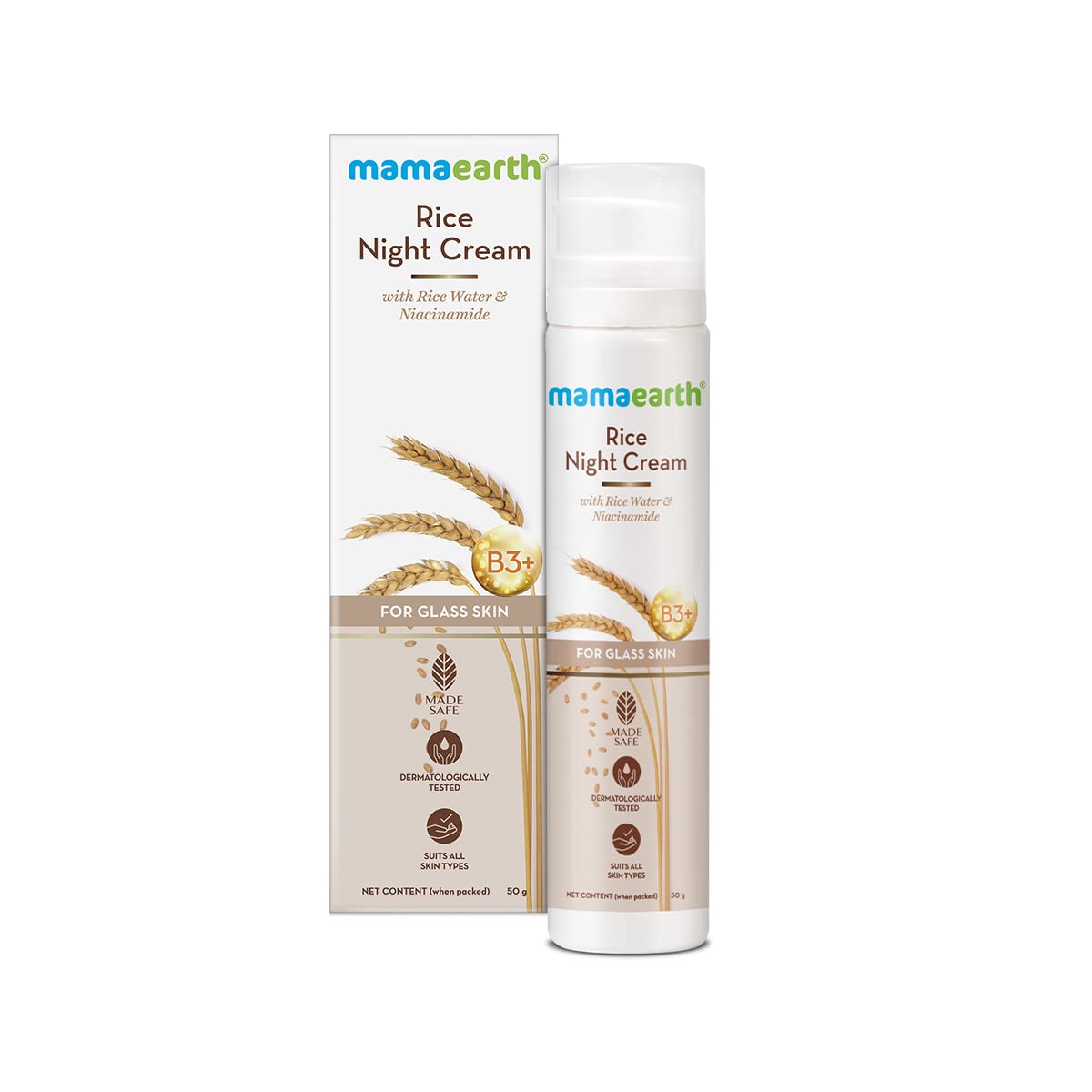 Mamaearth Rice Water Night Cream With Niacinamide For Radiant Skin | Hydrating Overnight Repair Face Moisturizer | All Skin Type