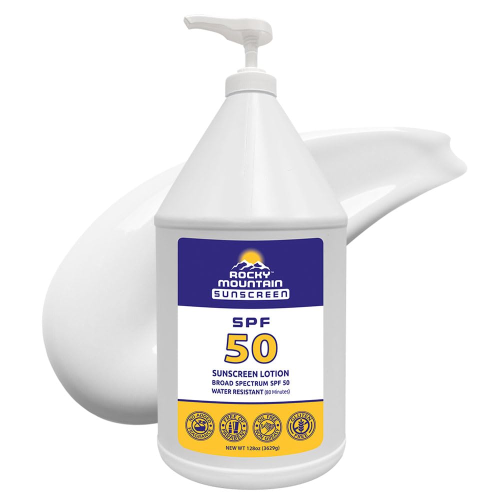 Rocky Mountain Sunscreen Spf 50 Gallon Lotion | Broad Spectrum Uva/Uvb Protection | Hawaii 104 Reef Act Compliant (Oxybenzone &