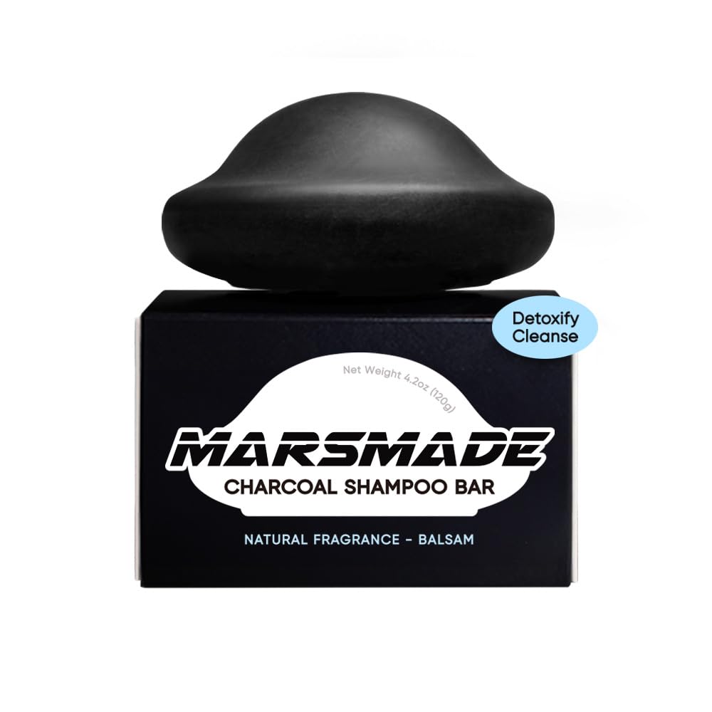 Mars Made Charcoal Shampoo Bar 2.0 - Hydrating & Moisturizing Natural Hair Soap Bar Shampoo For Excess Oil Build-Up & Scalp Nour