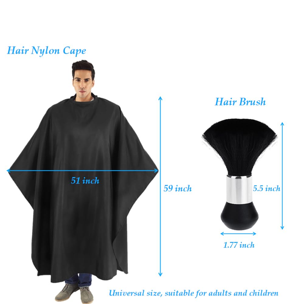 2 Pack Hair Salon Capes With Snap Closure Waterproof Hairdressing Styling Hair Cutting Coloring Nylon Cape With Brush For Barber