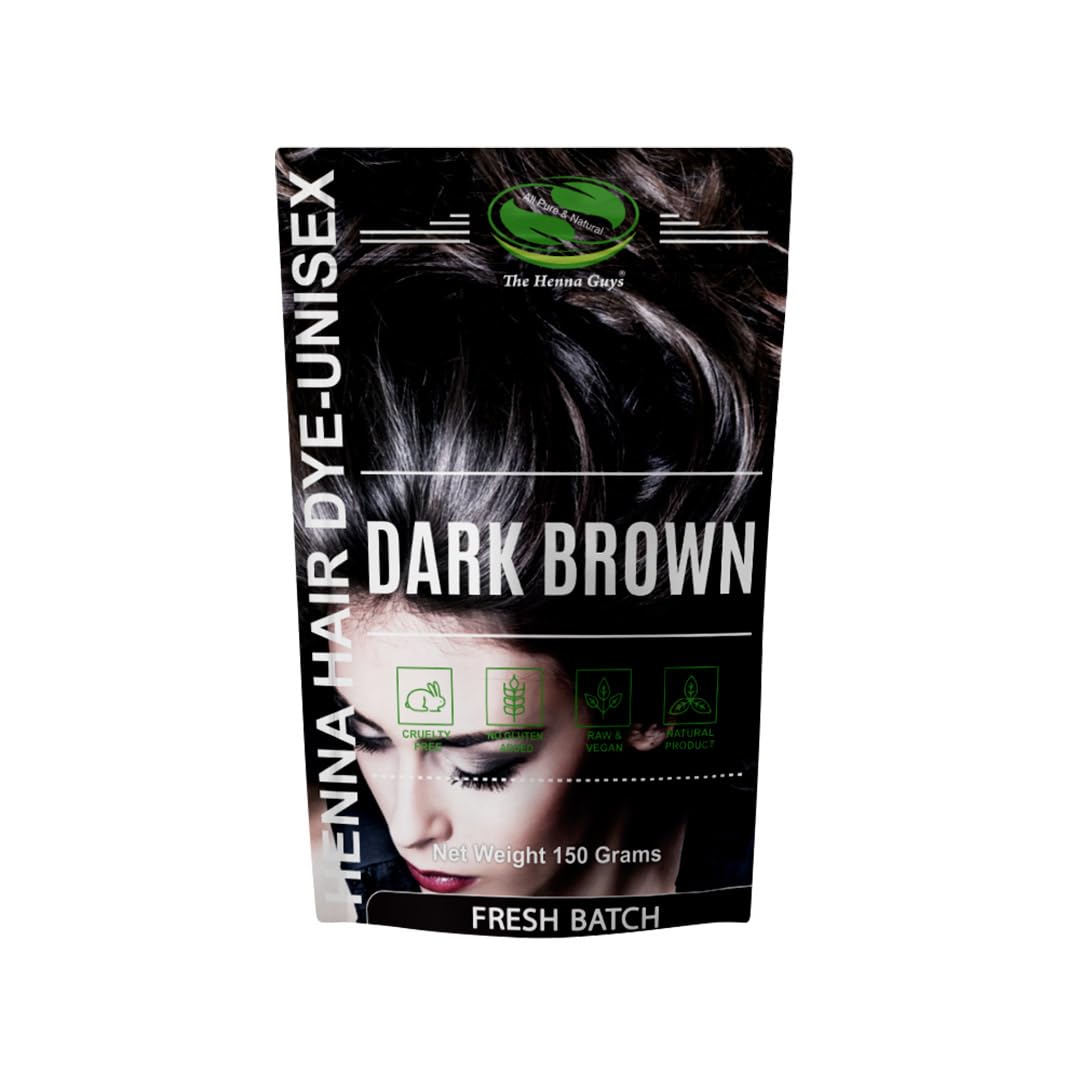 1 Pack Of Dark Brown Henna Hair & Beard Color/Dye 150 Grams - Natural Hair Color, Plant-based Hair Dye - The Henna Guys