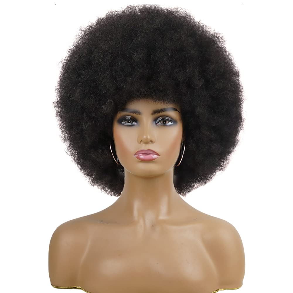 Andromeda Afro Wigs For Black Women 70S Short Black Afro Wig Disco Afro Puffy Wigs For Women Kinky Curly Wig 10 Inch Natural Loo