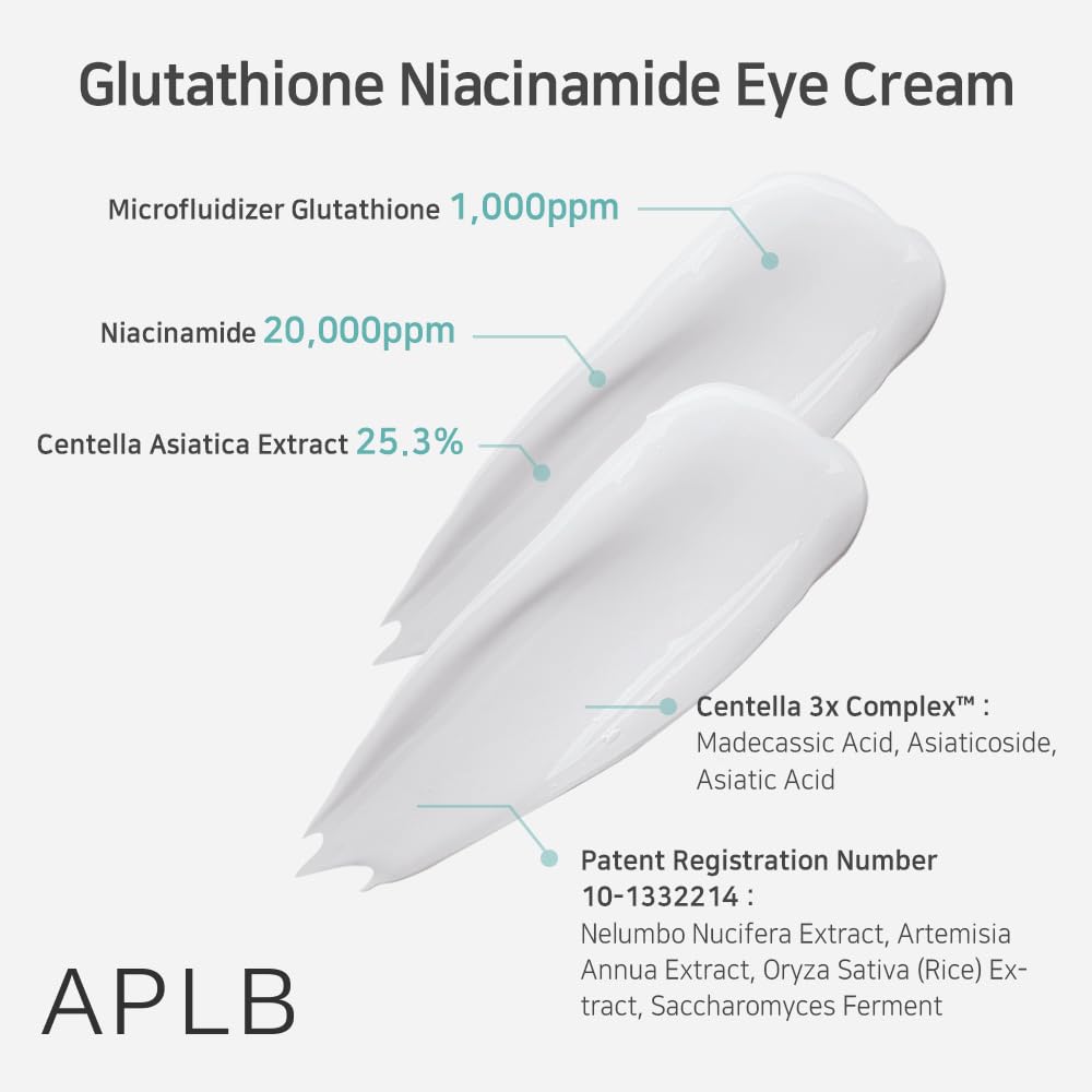 APLB Glutathione Niacinamide Eye Cream | LIPO GLUTA NIAC CEN 27.4% 0.68 FL.OZ/Korean Skincare, Eye cream for dark circles and pu