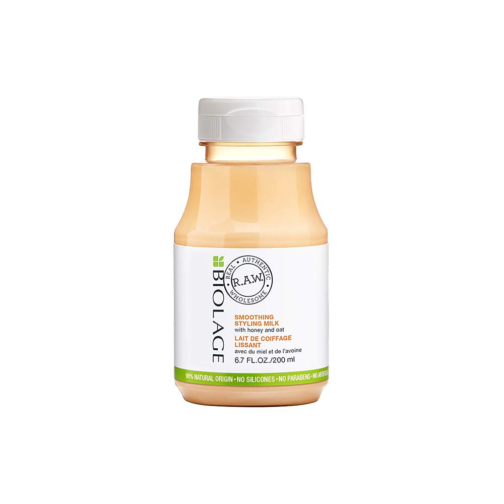 Biolage R.A.W. Smoothing Styling Milk | Smooths & Hydrates Hair To Provide A Glossy Finish | With Honey & Oat | Silicone & Parab